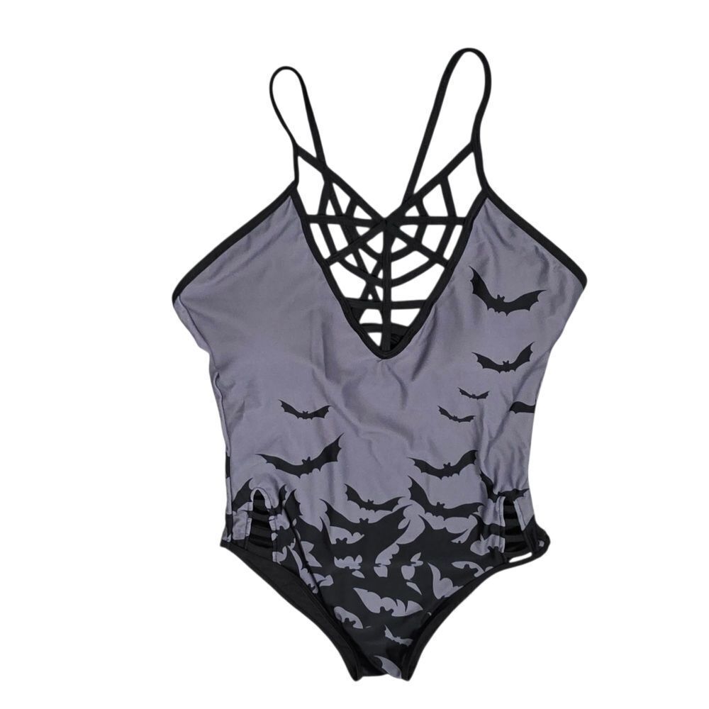 Too Fast Bat Print Strappy Swimsuit